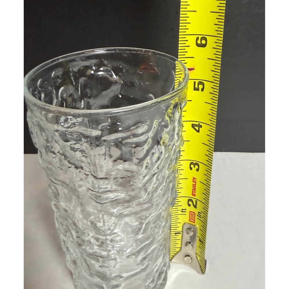 VTG Anchhor Hocking Milano Clear Bark Textured Glass Tumbler Juice Set 6pc MCM - Picture 8 of 9